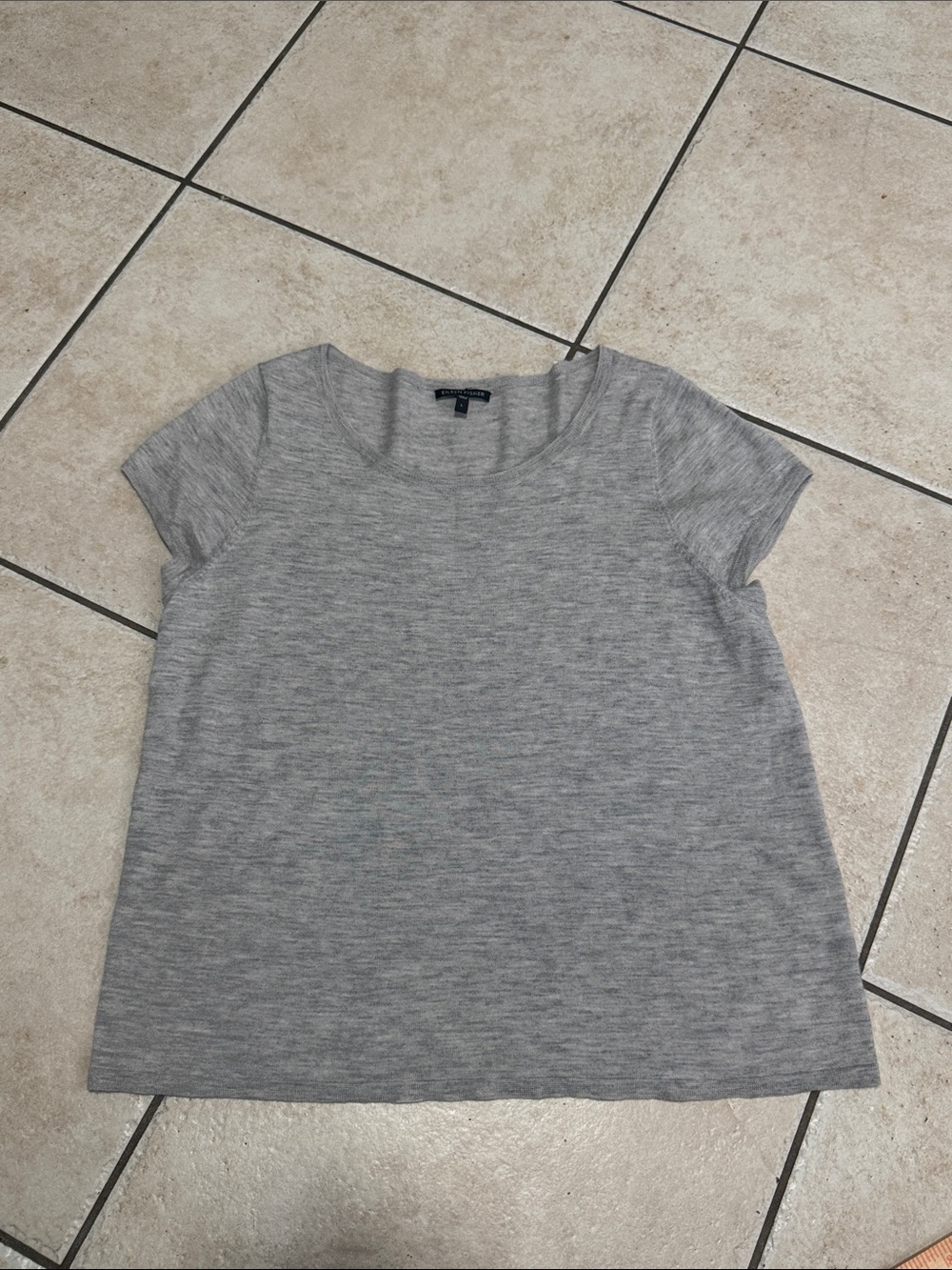 Eileen Fisher Heather Gray Knit Top 100% cashmere sz Large